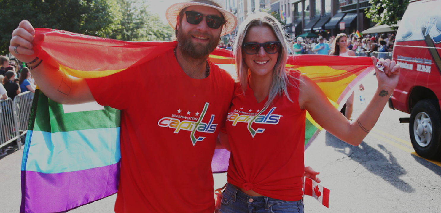 Braden Holtby representing Hockey Is For Everyone at Pride Week in Washington