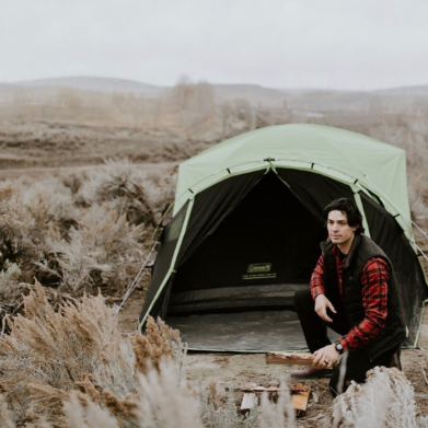 Carey Price from the Montreal Canadiens Camping in a Coleman tent during the offseason